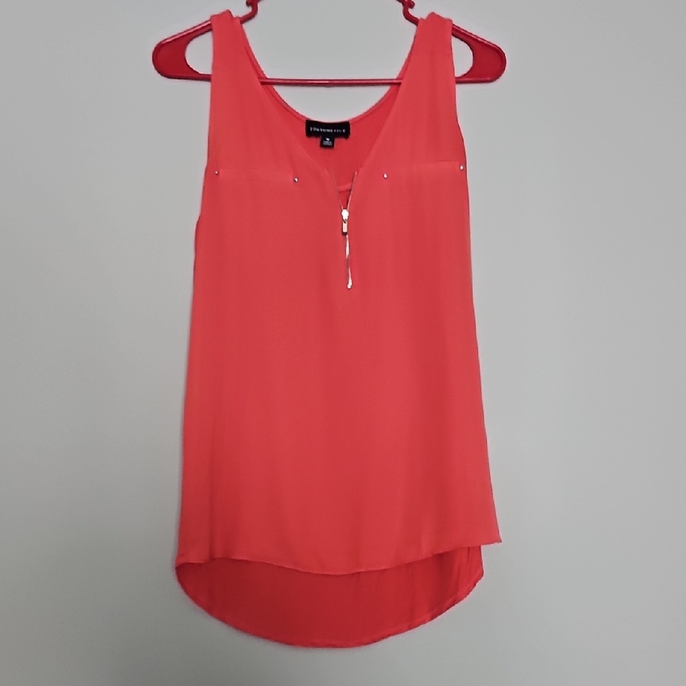 Elegant Coral Tank Top with Zipper